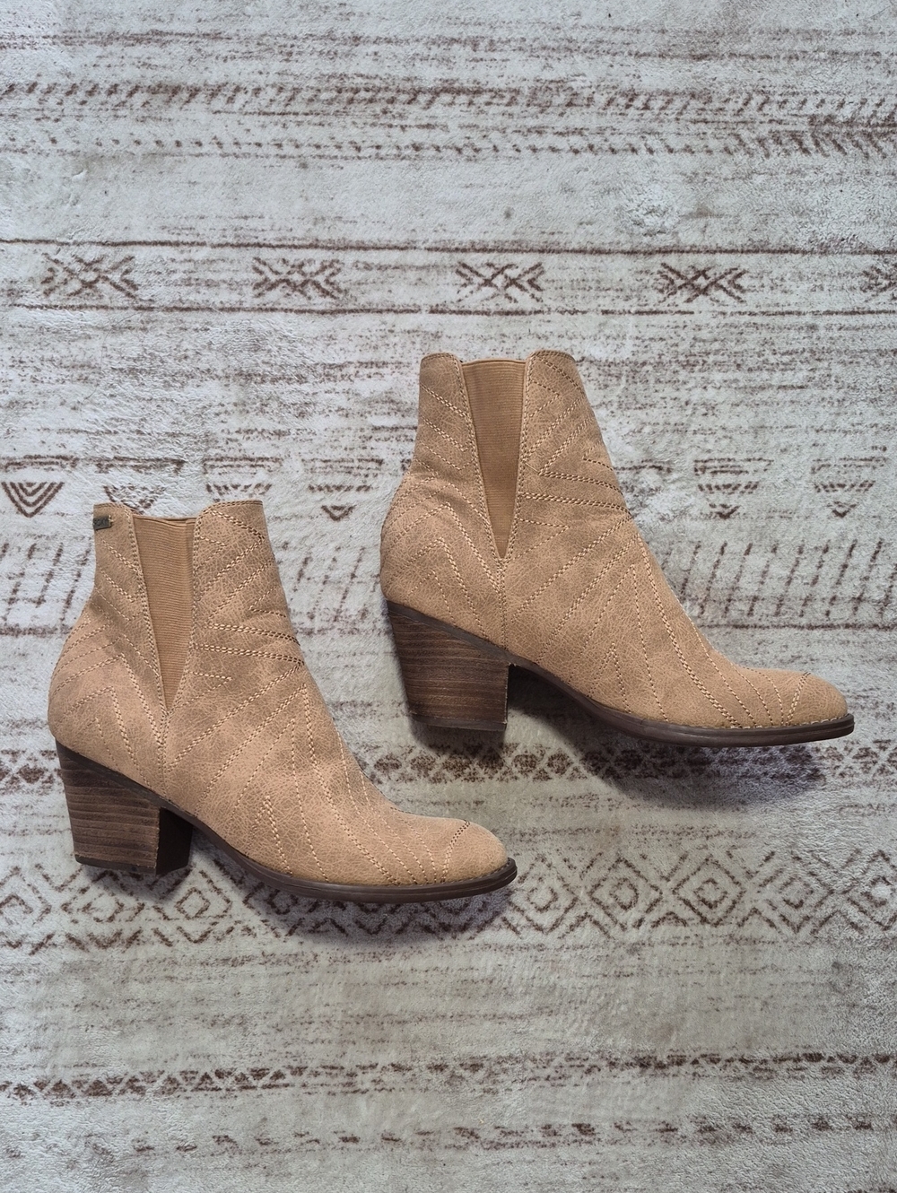 Roxy Tan Suede Western Ankle Booties